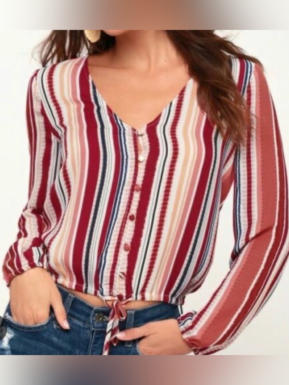 Jack by BB Dakota Cropped Tee Stripes XS